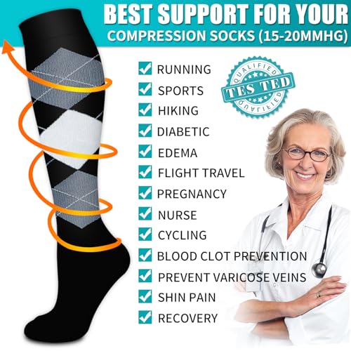 Image of Copper Compression Socks for Women & Men (6 pairs) - Best Support for Nurses, Running, Hiking, Recovery