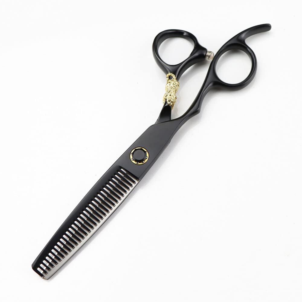 Haarschneideschere, 6 Zoll, Professionelle Japanische 440C-Linkshänderschere, Goldene Tigerdekoration, Haarschere Zum Schneiden Von Friseurhaaren, Effilierschere, Friseu,Ausdünnung-Q