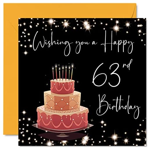 Tarjeta de cumpleaños 63 para mujeres y hombres, elegante, tarjetas de feliz cumpleaños para mujer de 63 años, abuela, niñera, 145x145 mm, sesenta y tres tarjetas de felicitación de 63 cumpleaños