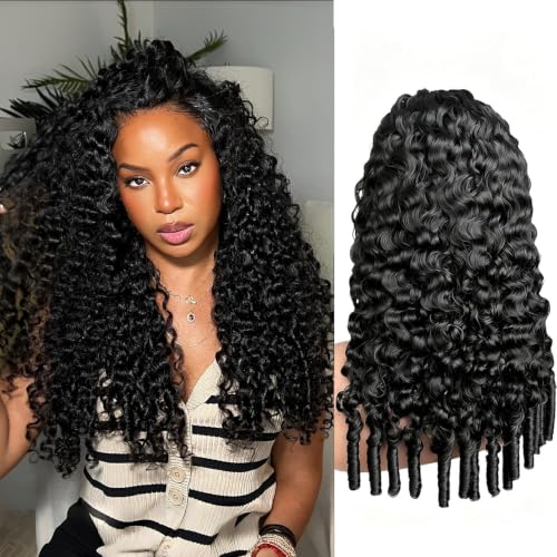 Image of XSY Half Wig Human Hair Burmese Curly 26 Inch 3 In 1 Drawstring Seamless Flip Over Half Wigs for Black Women Wear Go Headband Wig Beginner Friendly Natural Colour