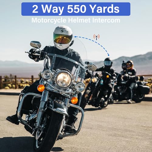 Image of Motorcycle Helmet Headset Speakers Headphones with 2 Way Intercom 550 Yards,HiFi Sound,Noise Cancellation,Music Share,1000mAh Battery,FM,Easy to Connect /Use,IP56 Waterproof,Voice Assistant