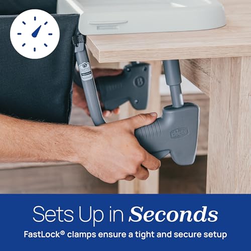 Image of Chicco FastLock Go Hook-On High Chair with Carry Bag, Portable High Chair for Babies and Toddlers, Sets up in Seconds, Lupine /Purple
