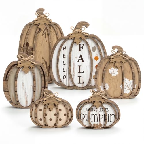 Leinuosen 6 Pcs Fall Pumpkin Decor for Home, Neutral Fall Decor