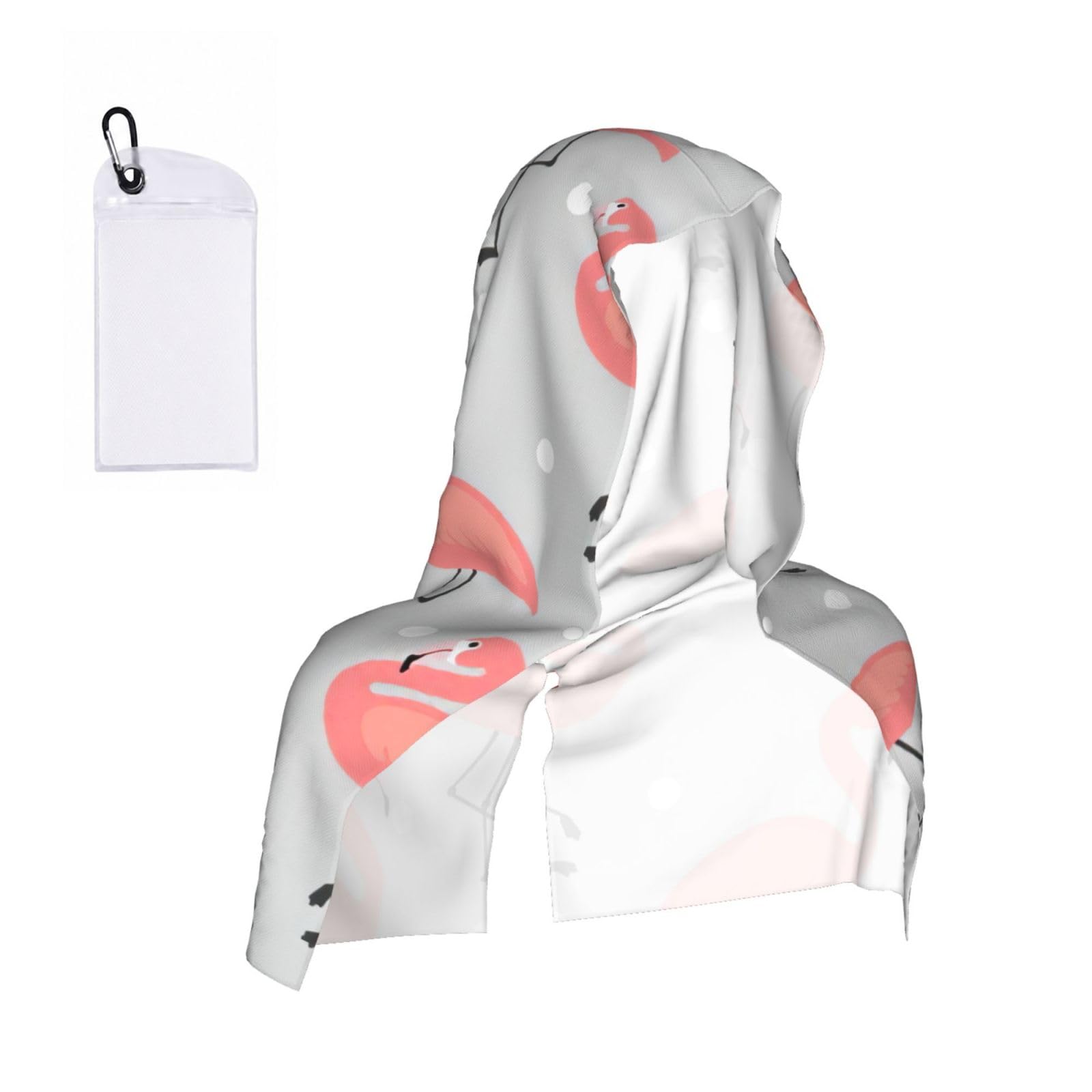 YQxwJL Flamingo Print Unsex Cooling Hoodie Towel, Cools Instantly When Wet Sun Protection For Sports Fitness Gym