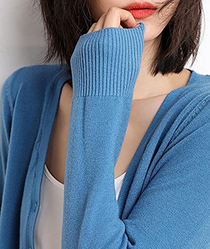 SEMATOMALA Women’s Solid V Neck Button Down Long Sleeve Lightweight Basic Supima Cotton Soft Knit Vee Cardigan Sweaters3