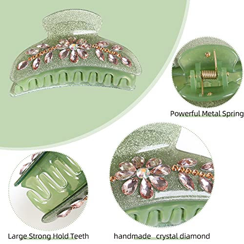 Jayongnee Clip Large Hair Claw Clips For Women, Hair Clips For Thick Hair, French Design Hair Claw With Flower Rhinestone And Crystal For Long Hair Mother's Day #TOP4