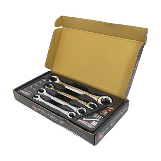 JIN TOOL Flare Nut Wrench,Break Line Wrench,High Torque, 4PIECE SAE,Size 3/8" x7/16, 1/2" x9/16, 5/8" x11/16, 3/4" x7/8",Gift for Man,With wrench Tray & Color Box.