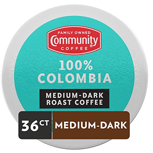 Image of Community Coffee 100% Colombia Coffee Pods, Medium Dark Roast, Compatible with Keurig 2.0 K-Cup Brewers,12 Count (Pack of 3)