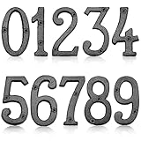JUXYES Set of 10 Cast Iron House Numbers 3.14 Inch Rustic Nail On Home Address Numbers with Matching Screws Vintage Mailbox Numbers 0 to 9 Outside Door Gate Numbers