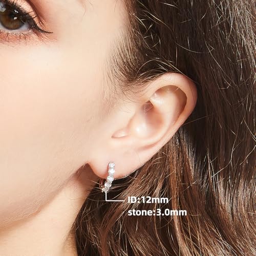 Small Moissanite Hoop Earrings for Women D Color VVS1,18K White Gold Plated Sterling Silver Huggie Earrings,Hypoallergenic Wedding Earrings Jewelry for Gifts2
