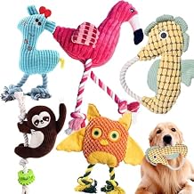 MRSOHRET 5 Pack Plush Dog Toys with Rope, Squeaky Dog Toys, Tug of War Dog Interactive Toy, Durable Dog Chew Toys for Large Dogs & Puppies