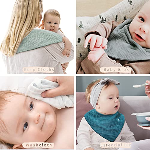 Konssy Muslin Baby Bibs 10 Pack Baby Bandana Drool Bibs 100% Cotton For Unisex Boys Girls, 10 Solid Colors Set For Teething And Drooling #TOP5