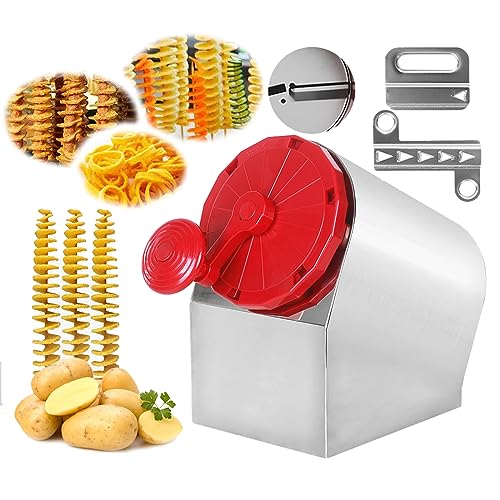 Cortador de Patatas Tornado 3 en 1, Cortador en Espiral de Patatas con 3 Cuchillas de Acero Inoxidable, Tornado de Patatas Trenzado de Acero Inoxidable, para Batatas, calabacines,