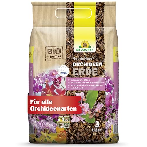 Neudorff NeudoHum OrchideenErde - Torffreie Bio-Erde für traumhafte Blüten aller Orchideenarten, 3 Liter