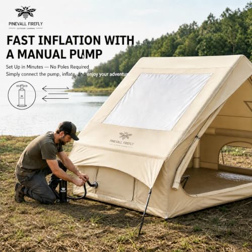 Image of 4-6 Person Inflatable Camp Tent PU2000 Water-Resistant Stove Jack AC Port
