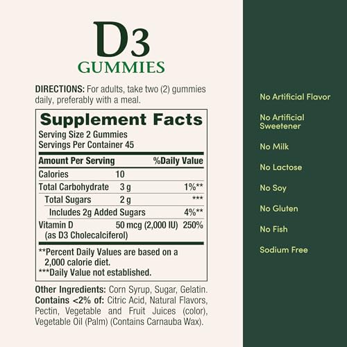 Nature's Bounty Vitamin D3 Gummies 50mcg, 90ct | Vitamin Supplement, Supports Immune Health, Mixed Fruit Flavor - image 5