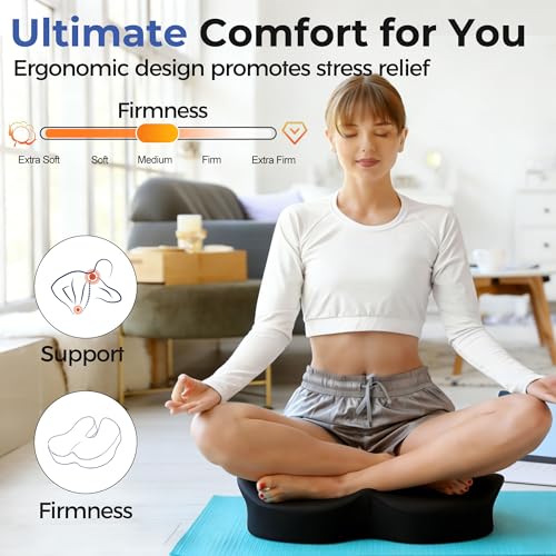 Image of Seat Cushions for Office Chairs & Car, Ergonomic Memory Foam Seat Cushion with Breathable Holes for Tailbone Pain Relief, Sciatica