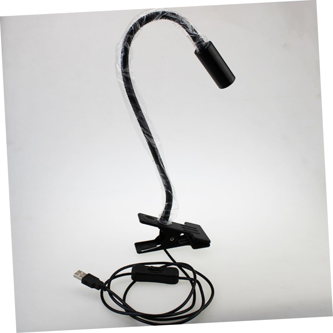 LED Lectura Lámpara de Clip USB 3W Tubo Flexible Cuello de Cisne Foco de Trabajo Luz de Taller Negro, Dirección Ajustable
