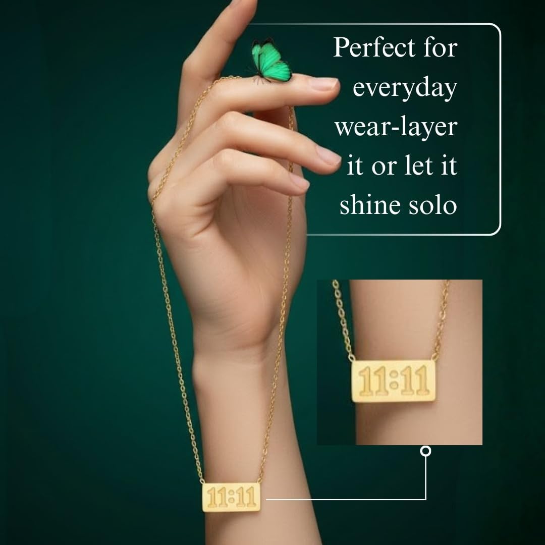 Pendant Snake Chain Necklace for Women gold trendy necklace for womens Dainty Cute Jewellery Minimalist Tarnish-Free Daily Wear Gift for Her Dainty Cute Jewelry gold trendy necklace (11:11) - Image 3