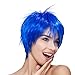 Kalyss Women's Short Blue Wigs with Hair Bangs Bob Cut Anime Cosplay Costume Heat Resistant Synthetic Hairpiece Halloween Wigs for Women