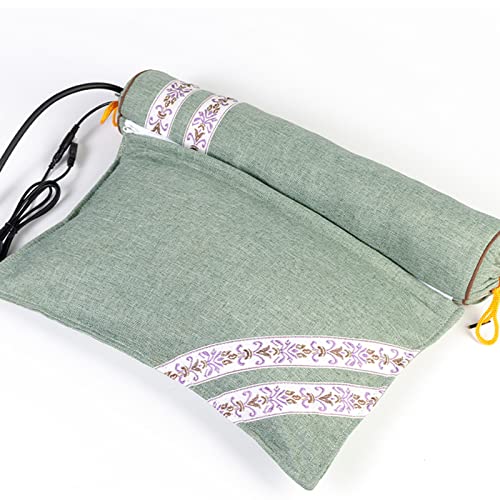 枕 肩凝り 加熱 ヨモギ ネックピロー 腰クッション 2 in 1 クッション 洗える枕カバー 空気注入 母の日 誕生日 ギフト 父の日 プレゼント グリーン