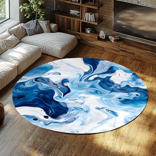 Tapis rond en marbre au design abstrait chic pour intérieur élégant - 3
