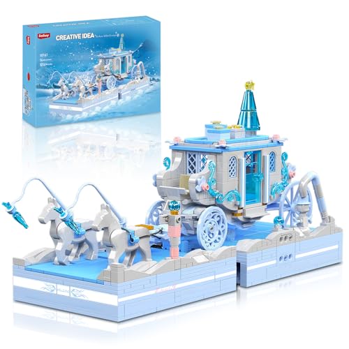 Sosuy Château‑Carrosse Conte de fées 1214+ pièces – KDO Noël & Anniversaire, Maison de Princesse à Monter, Jeu de Construction créatif pour Filles,...