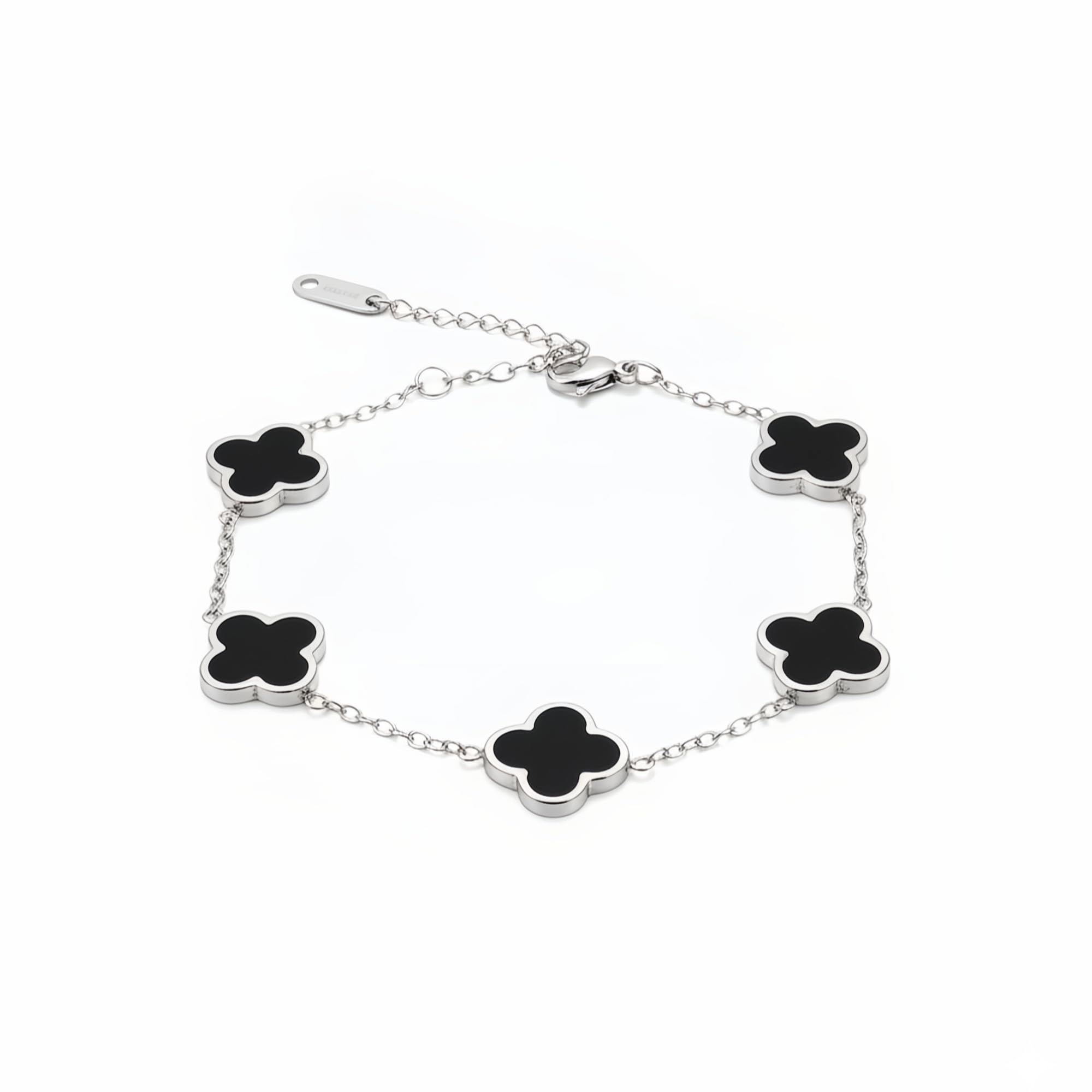 Dainty Four Leaf Clover Bracelet for Women - Stainless Steel Chain with Charms - Elegant Everyday Jewelry