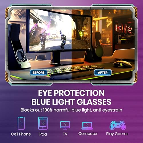 Image of Cyxus Orange Tinted Gaming Glasses, High-Intensity Nighttime Blue Light Blocker, TR90 Headset Friendly Computer Spectacles for Esports, Dark Room Viewing
