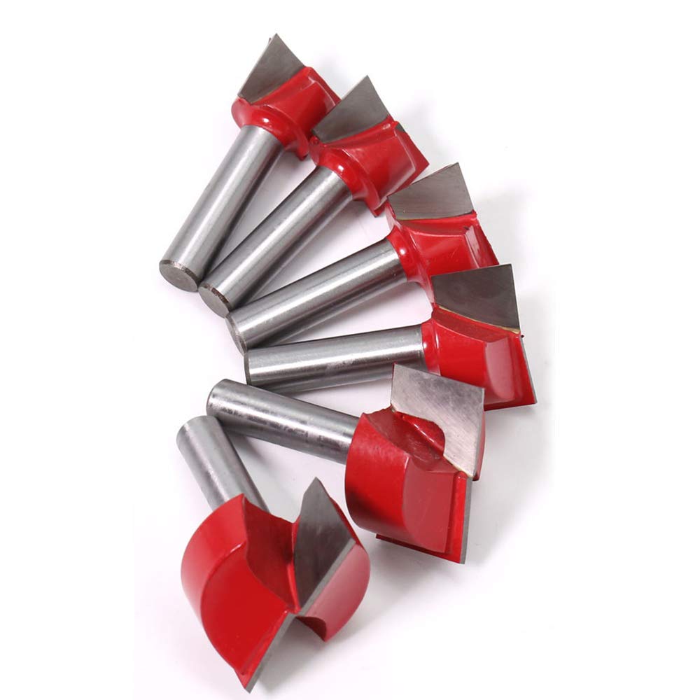ASNOMY Set di 6 punte per fresatura, con codolo da 8 mm, Bit Router Fresa Pulizia Fondo Lavorazione Legno Lega Acciaio, per la pulizia del legno, punta 18/20/22/25/30/32 mm
