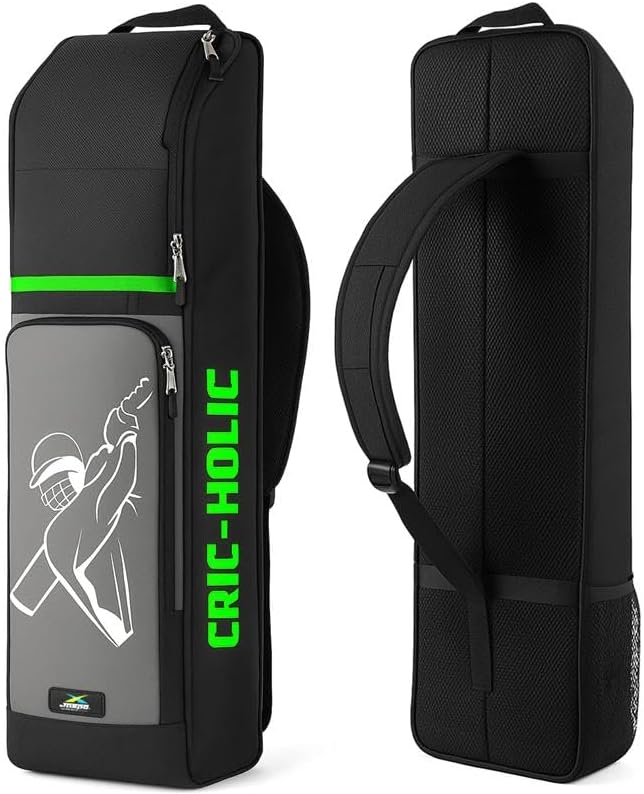 jaspo Cric Holic Padded Cricket Kit Bag (Polyester Material) for Plastic & Wooden Cricket Sets –,Spacious Design for Complete Gear (Cric Holic Kit Bag, Black, 35x10x6 inches(Bag Size))