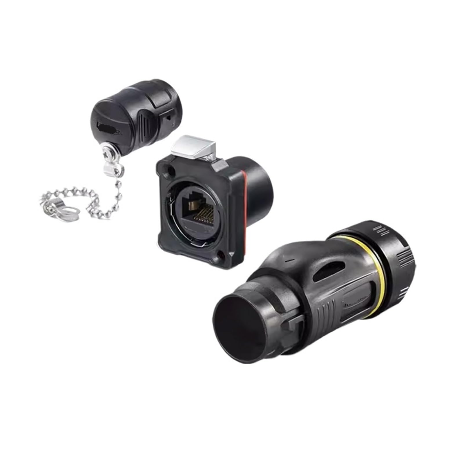 BD24 RJ45 Câble réseau aéronautique 8P8C avec couvercle étanche Connecteur industriel RJ45 Aviation (combinaison en plastique)