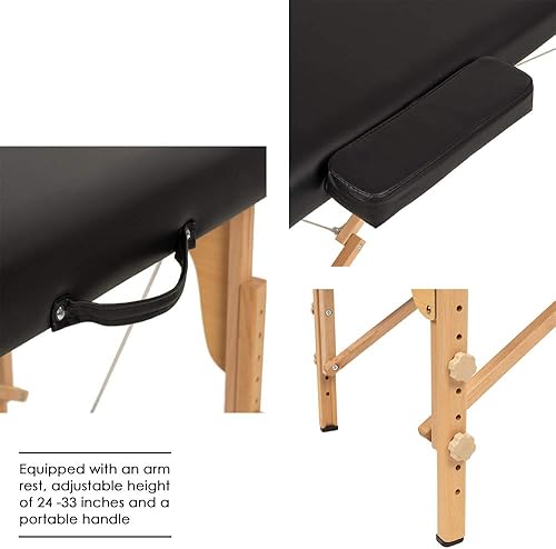 Miniatura 4 de Mesa de masaje portátil de altura ajustable de 73 pulgadas mesa plegable con espacio de almacenamiento para mujer y hombre Massage Table Básico