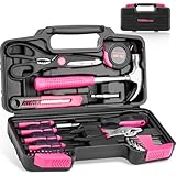 THINKWORK Pink Tool Set - 40 Piece General Household Hand Tool Kit with Storage Toolbox, Small Basic Tool Set Perfect for DIY, Home, Office, Garage and College Dormitory Use - Christmas Gift for Women