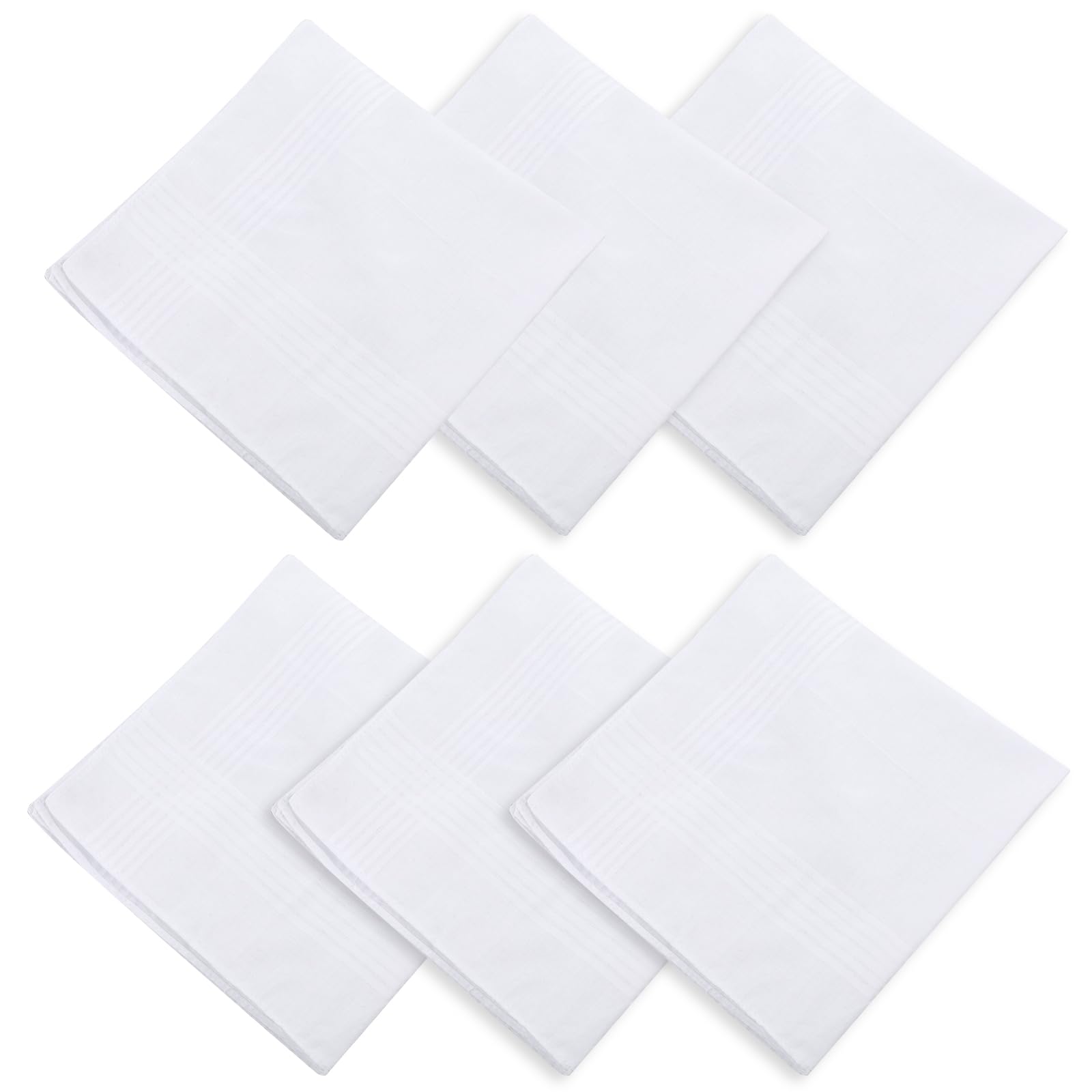 Larrel 6 sztuk Białe Chusteczki Męskie, 40 * 40 cm Bawełniane Chusteczki Tkaninowe Chusteczki Męskie Białe Małe Wkładki Miękkie Chusteczki Ślubne dla Kobiet i Mężczyzn