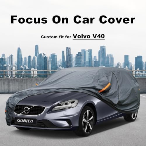 Image of GUNHYI Premium Car Cover Custom Fit Volvo V40(1995-2004), 16 Layers Heavy Duty Car Cover Waterproof All Weather with Zipper Door for Sun Rain Snow Dust Uv Protection
