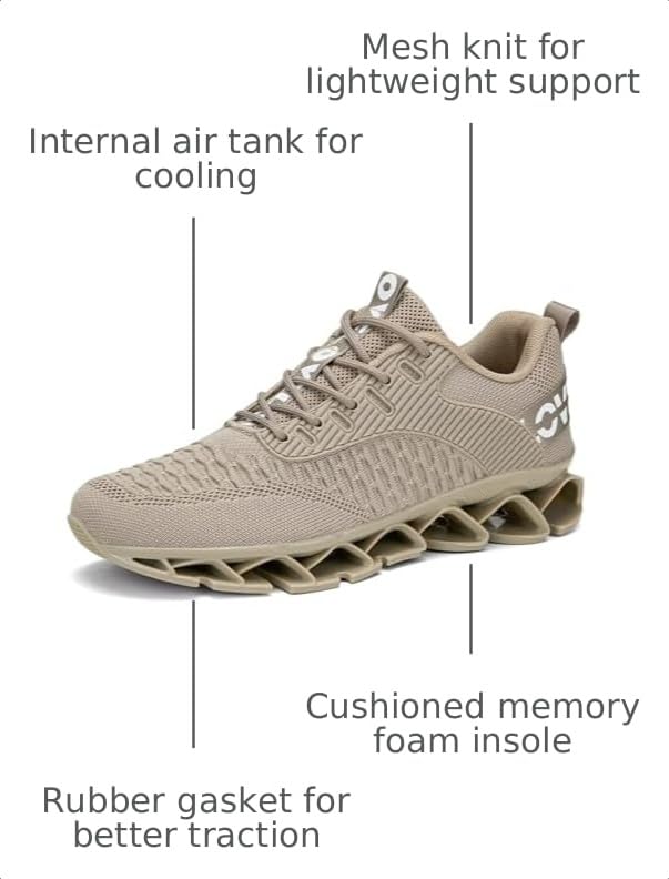 Image of Vooncosir Men's Fashion Sneakers Breathable Mesh Running Shoes Blade Non Slip Soft Sole Casual Athletic Walking Shoes