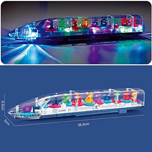 Image of Cable World Transparent 3D Train Toy 360 Degree Rotation, Gear Simulation Mechanical Train Sound and Light Toy for 2-5 Years Boys and Girls