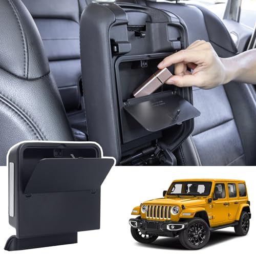 Center Console Hidden Organizer Box Compatible with Jeep Wrangler JL/JLU 4XE and Jeep Gladiator JT...