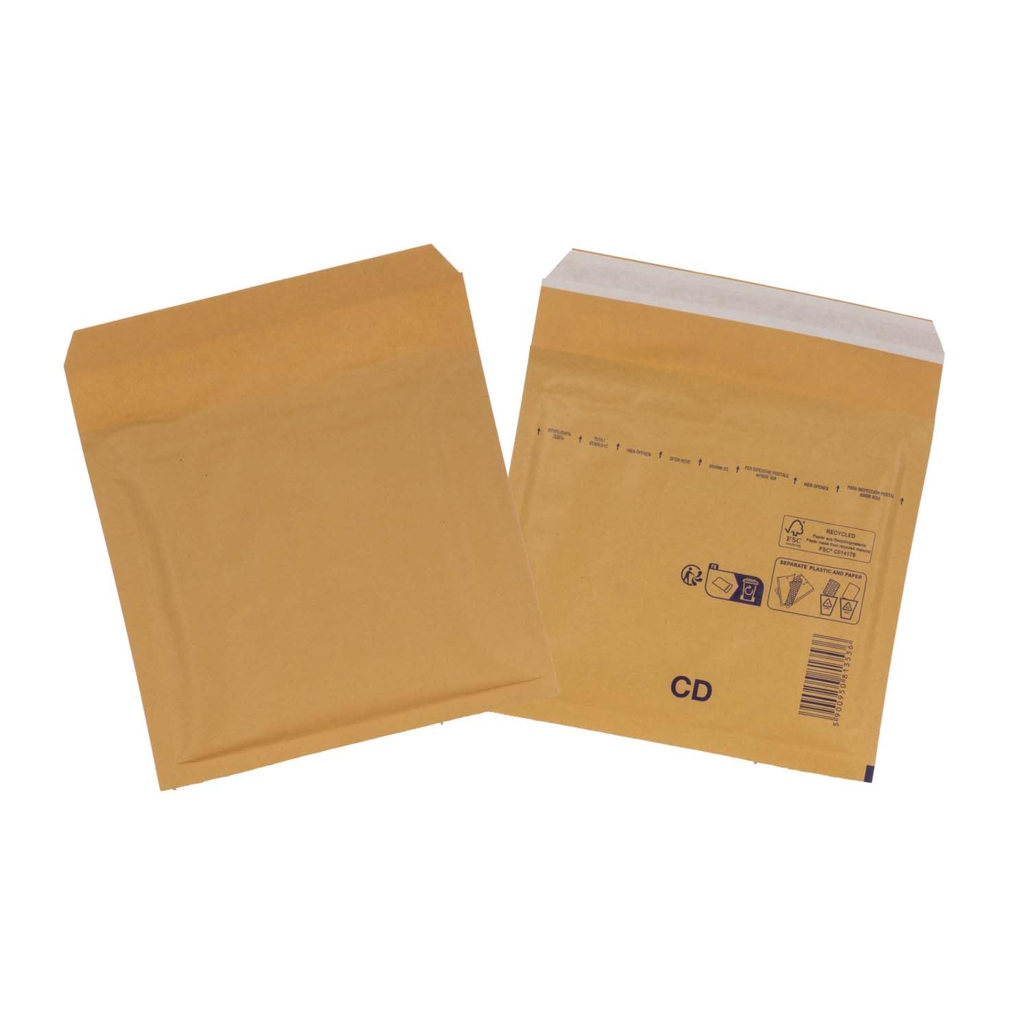 smiley pack Luftpolstertaschen Größe CD Braun 200 x 175 mm, gepolsterte Versandtaschen mit Selbstklebeverschluss für CD und DVD Versand (400 Stück)