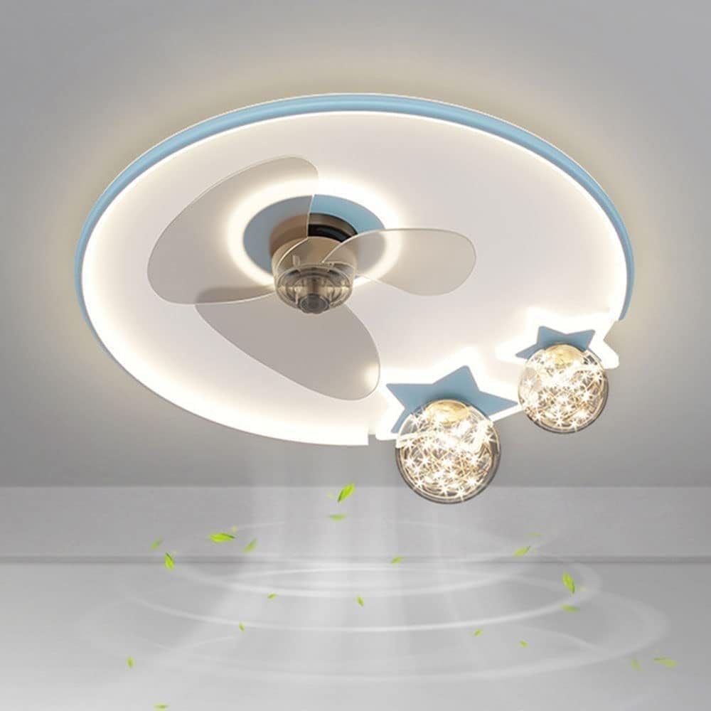 Modern 6 Speed Ceiling Fan Light Nordic Creatived Low Profile Led Ceiling Fans Lamp Kids Room Mute Ceiling Fan Lights Stepless Dimmable Flush Mount Ceiling Light Fan for Bedroom/D