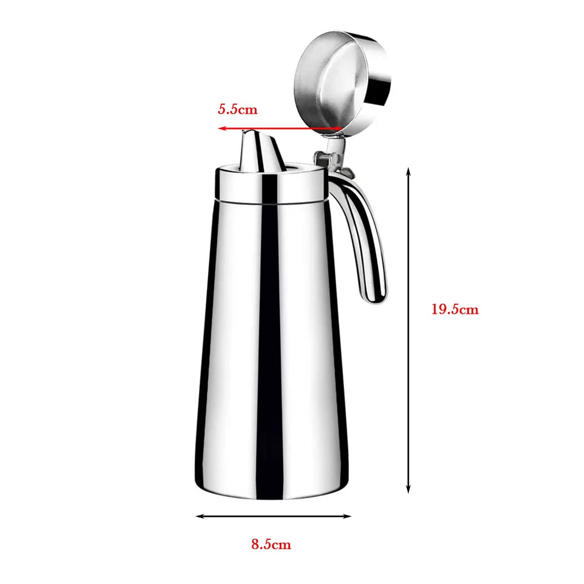 Dispenser per olio e aceto, in acciaio inox, con beccuccio antigoccia e tappo antipolvere, per insalata e cucina, 550 ml