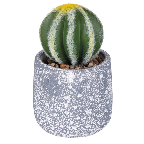 Villa d'Este Home Tivoli Planta Artificial Cactus, Maceta de hormigón, diámetro 9 x 15 cm