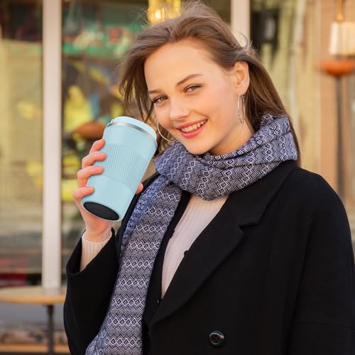 CS COSDDI Thermobecher- Isolierbecher, Edelstahl Travel Mug, 13oz/380ml Vakuum auslaufsicher Reisebecher mit Deckel, Autobecher… – Ansicht 5
