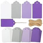 SallyFashion 170PCS Gift Tags with String Attached, 1.8x3.4 inch Multicolored Hanging Tags Purple Gray White Wedding Birthday Holiday Party Favors