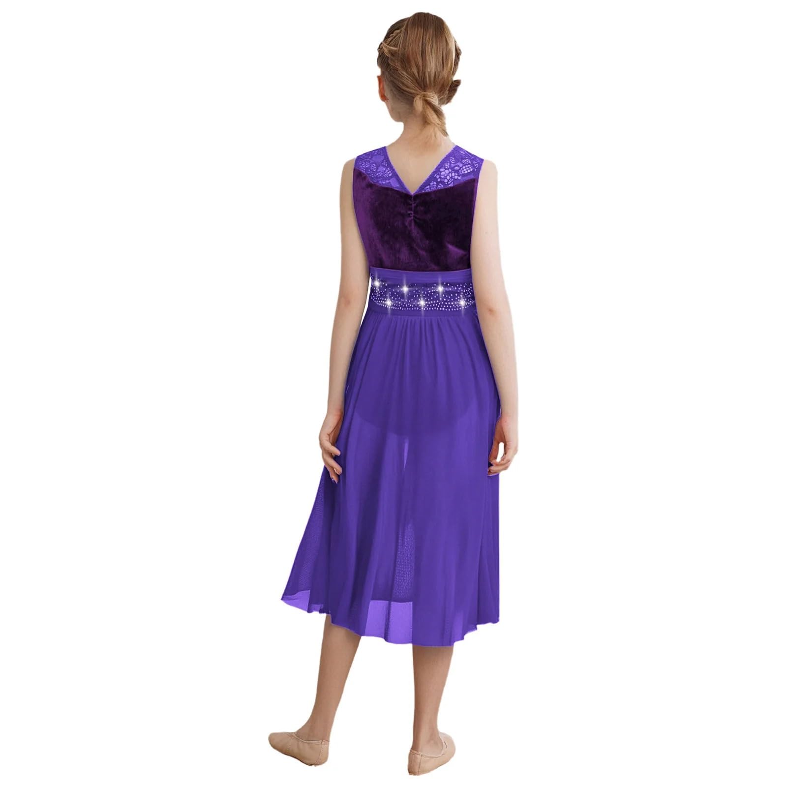 Kostüme für Lyrischen Tanz Gymnastik-Akrobatik-Ballett-Trikot, lyrisches Tanzkostüm, Spitze, gerüschtes Netz-Overlay, glitzernde Strass-Trikots, Kleid for Kinder und Mädchen