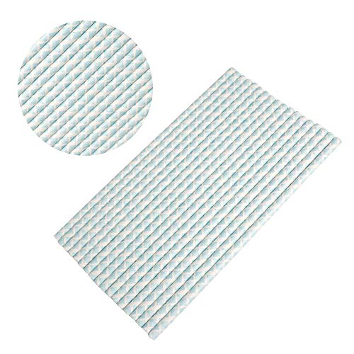 Pitillos de papel con diseño damasco azul bebé 24pz miniatura 2
