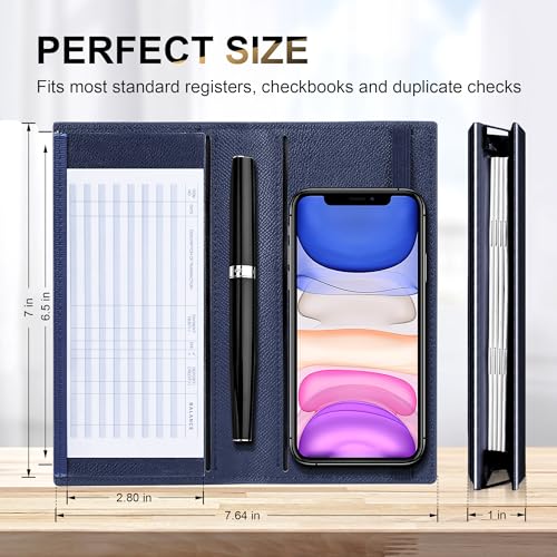 Image of CASMONAL Checkbook Covers for Personal Checkbook Holder RFID Premium Vegan Leather Checkbook Cover for Duplicate Checks