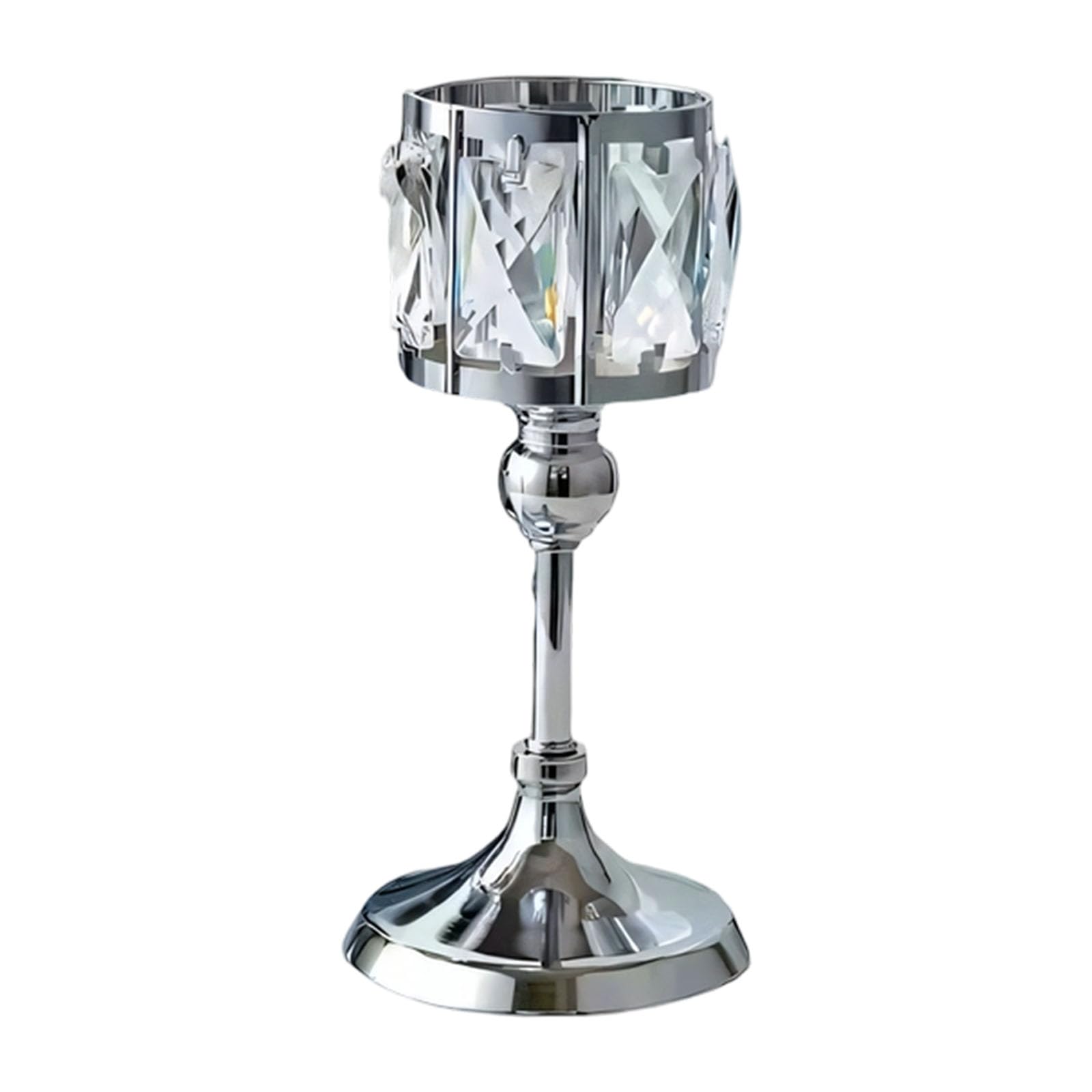 Buxuaaaa Silver Decorative Metal Crystal Stand Elegant Tealight Candlestick Holders For Holiday Parties And Special Event Gift Metal Crystal Holders