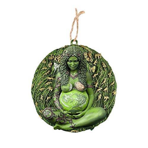 Xiayizhan Mother Earth Gaia Art Statue Pendant Gaia Goddess Hanging Ornament Resin Figurine Door Window Decoration for Home Garden, Gifts for Women Mom, Green